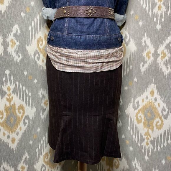 Ralph Lauren Fall '12 Chocolate Brown Cashmere Blend Pinstripe Pencil Skirt - Picture 4 of 16